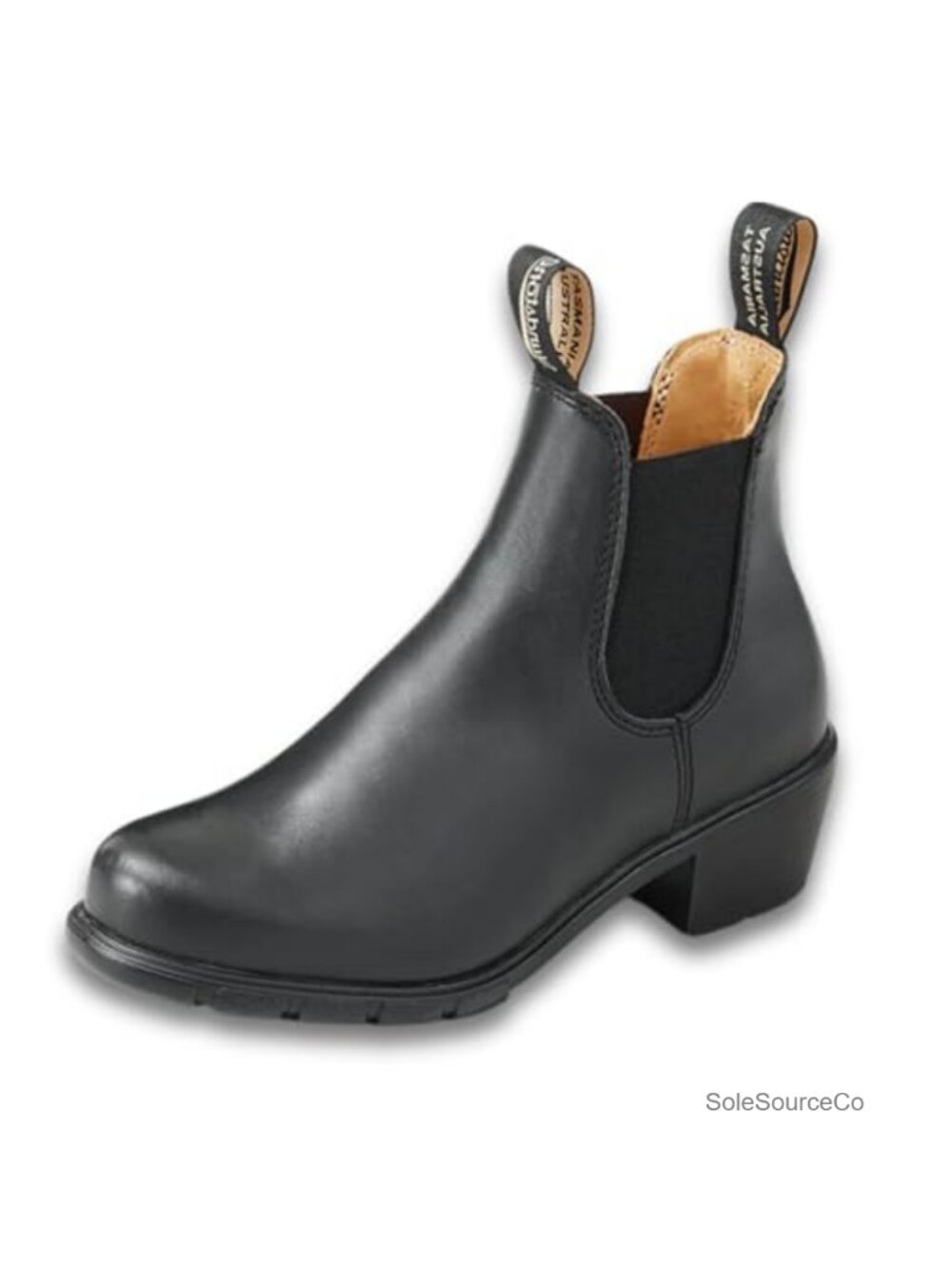 Water-Resistant Leather Cuban Heel Chelsea Ankle Boots